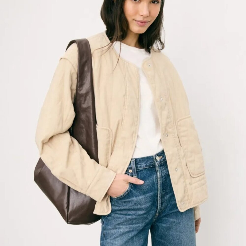 BOSS Cream Paneled Quilted Jacket SIZE 8